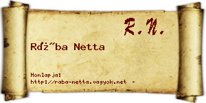 Rába Netta névjegykártya